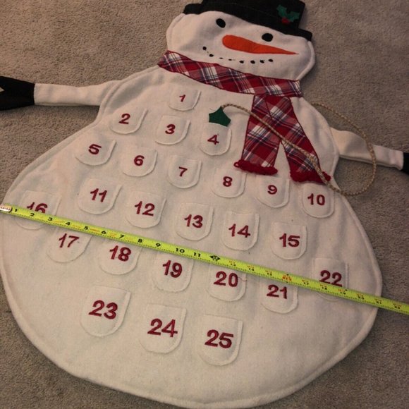Vintage Advent Calendar Christmas‎ Countdown Snowman Wool Fabric Storehouse - Picture 7 of 13
